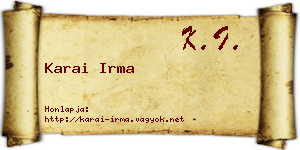 Karai Irma névjegykártya